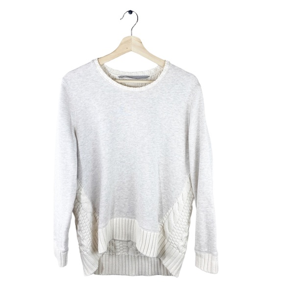 Athleta Mixed Media Sweater Cable Knit Back Sweatshirt Front - Picture 6 of 10